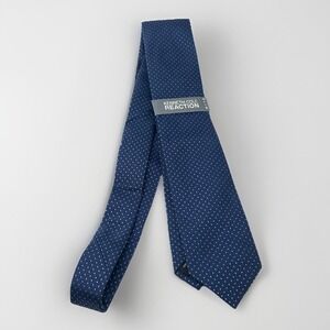 Kenneth Cole Men Blue White Dot Dress Slim Silk Tie Skinny Necktie